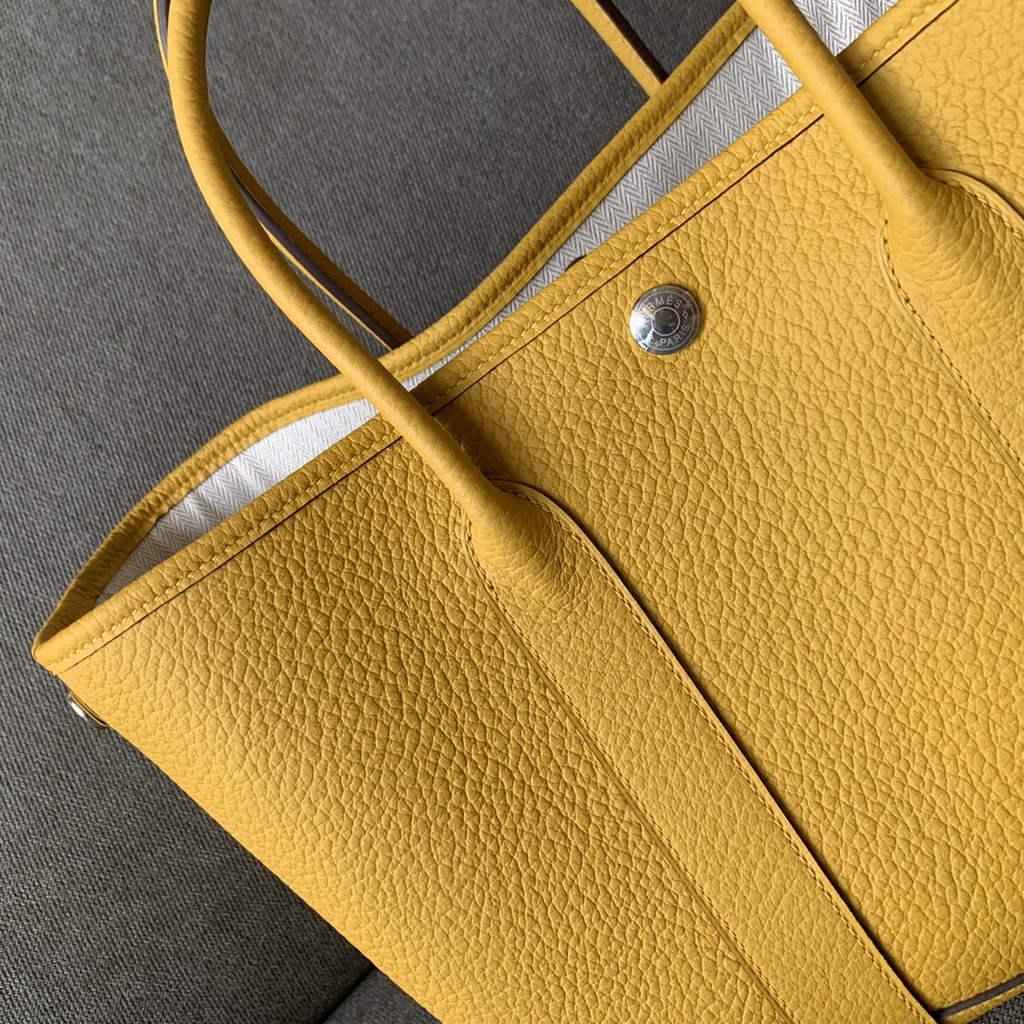Hermes Garden Party 30 bag Negonda calfskin Yellow