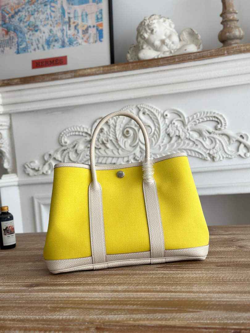 Hermes Garden Party 30 bag H266752 Lemon Yellow beige