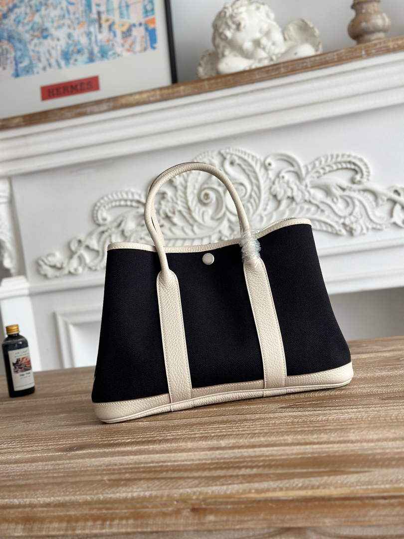 Hermes Garden Party 30 bag H266754 Black beige
