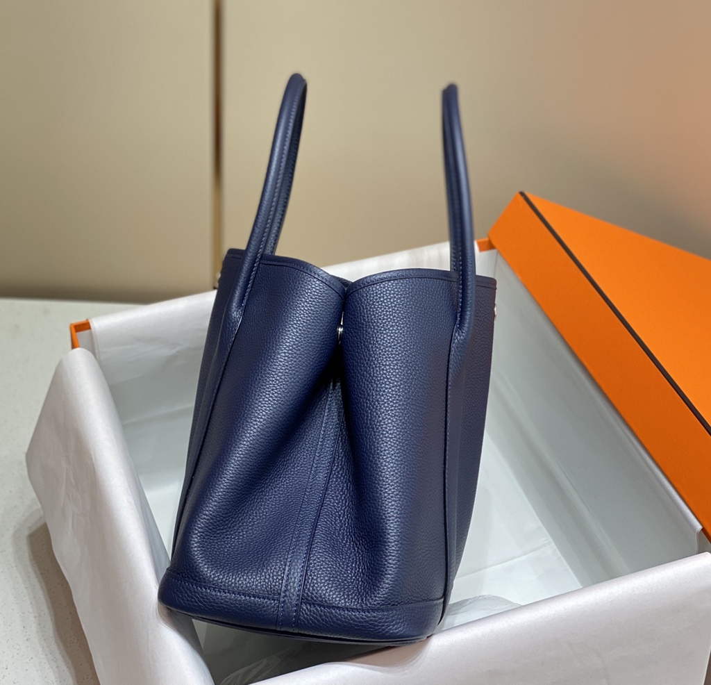 Hermes Garden Party 30 bag Navy Blue Togo leather