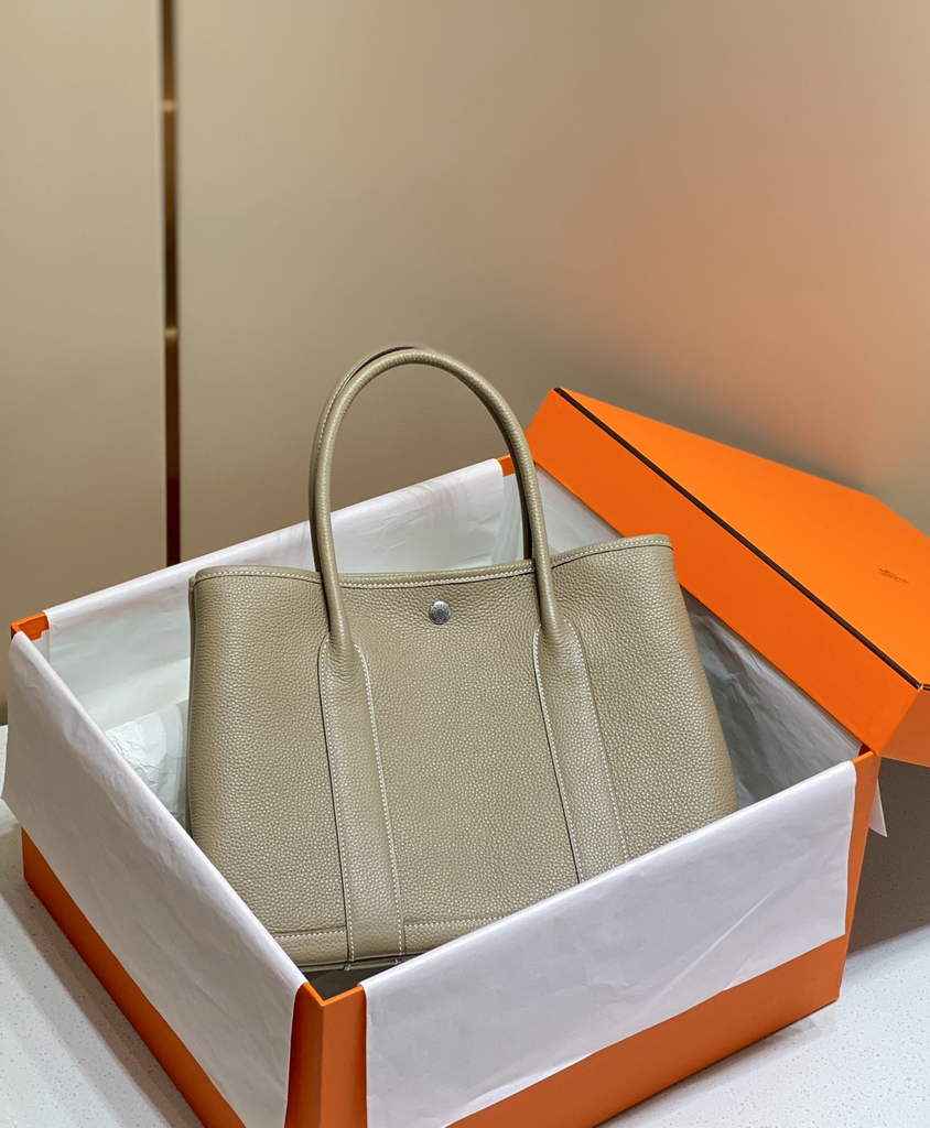 Hermes Garden Party 36 bag Light Gray Togo leather