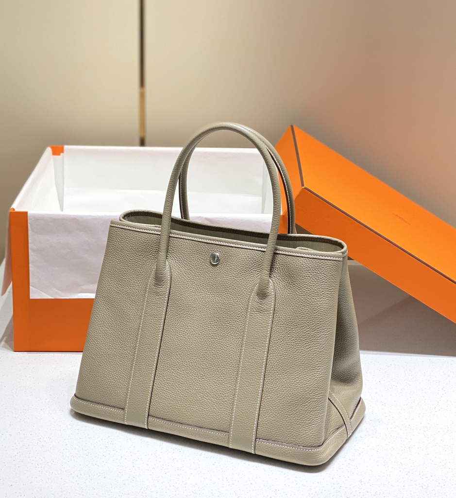 Hermes Garden Party 36 bag Light Gray Togo leather