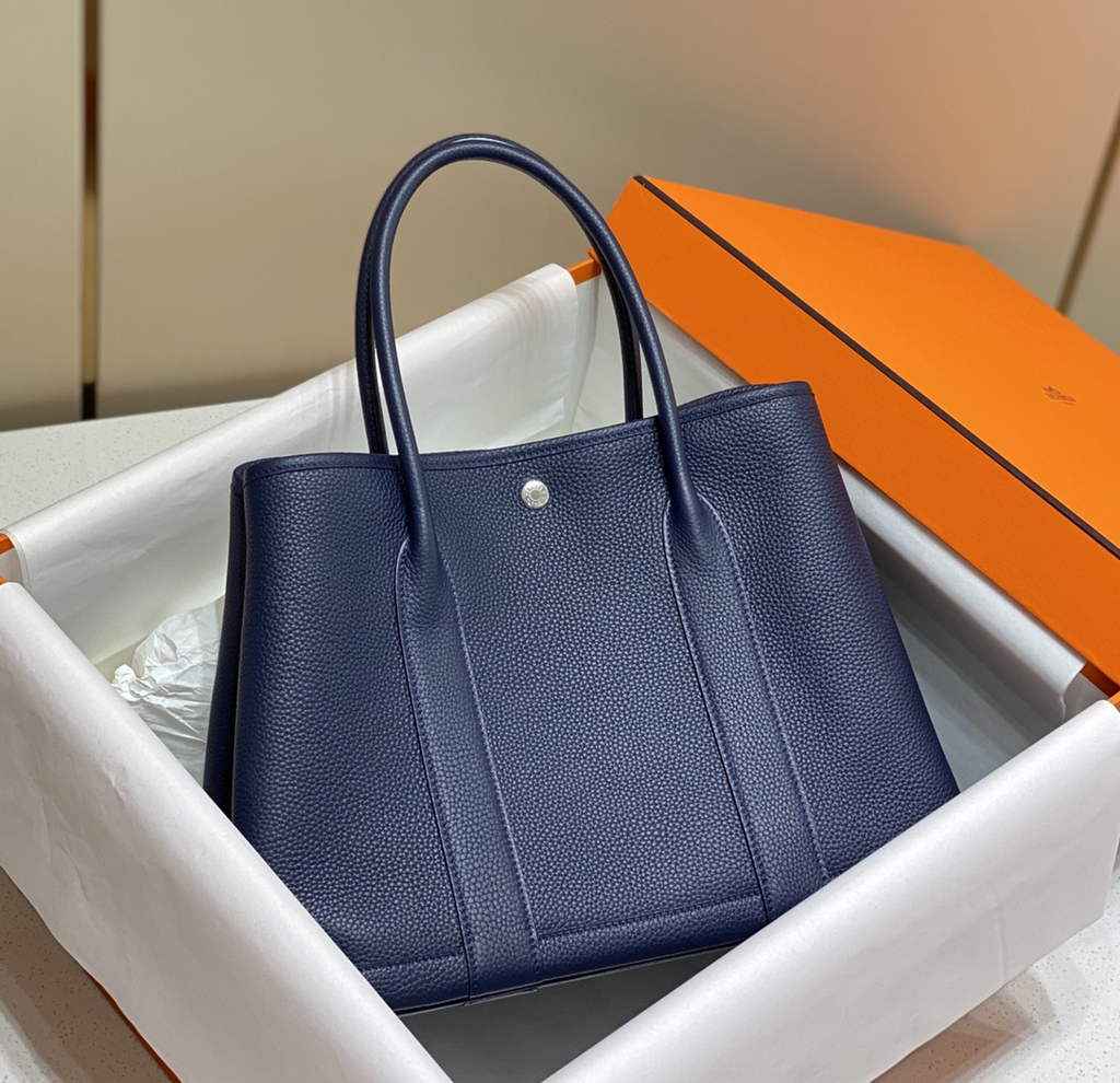 Hermes Garden Party 36 bag Navy Blue Togo leather