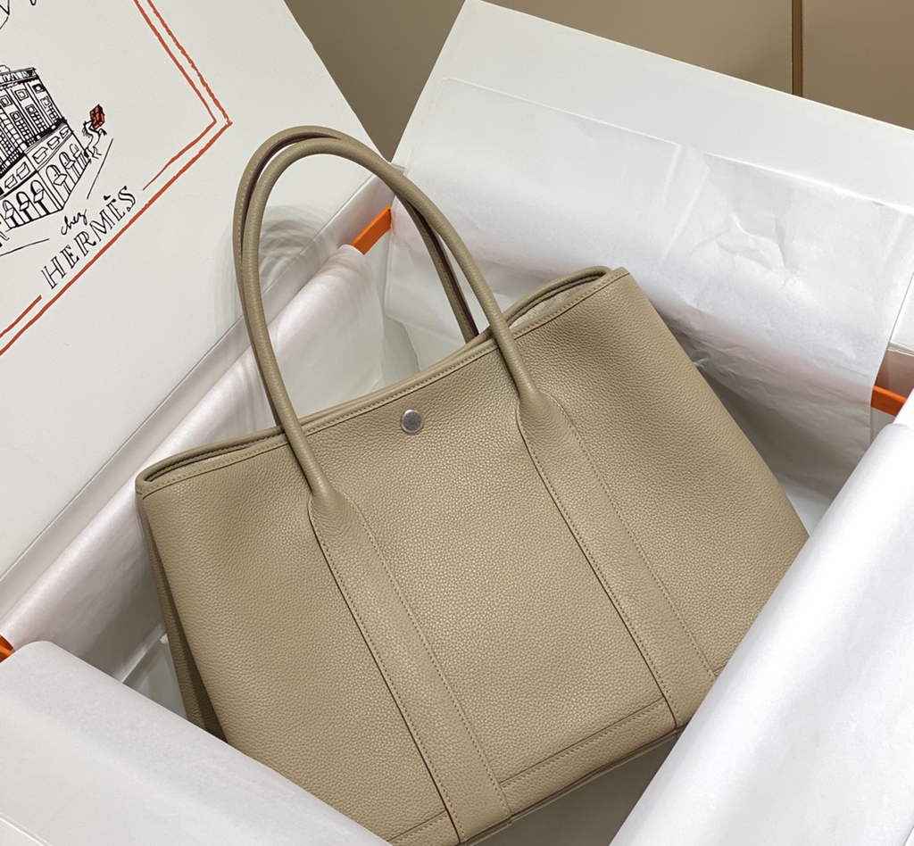 Hermes Garden Party 36 bag Light Gray Togo leather