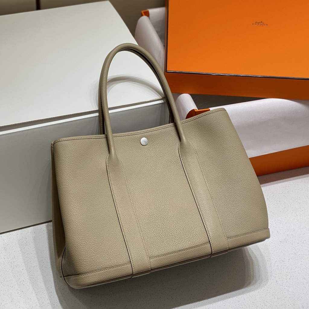 Hermes Garden Party 36 bag Light Gray Togo leather