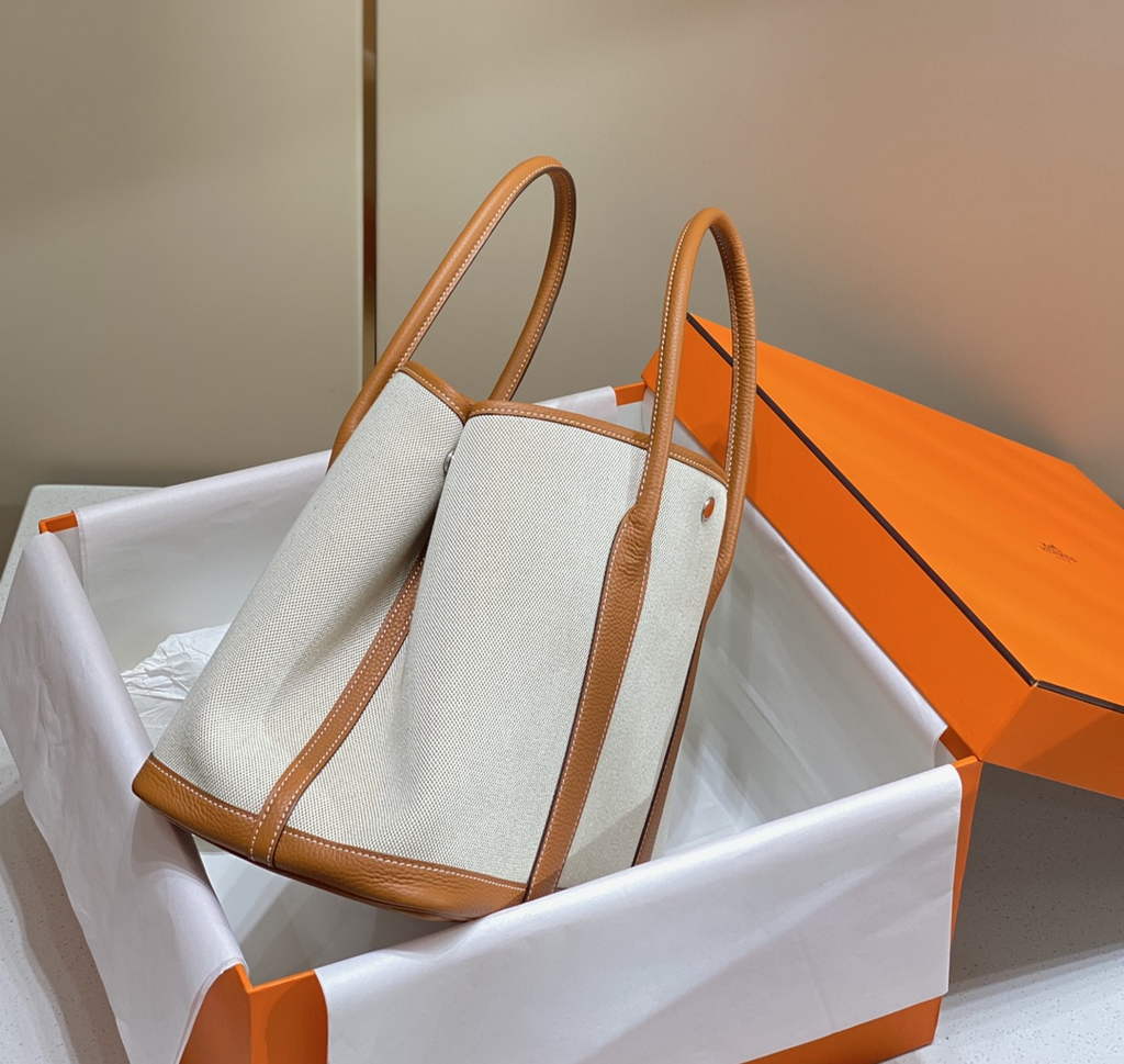 Hermes Garden Party 36 bag H066781 Canvas Togo leather Orange