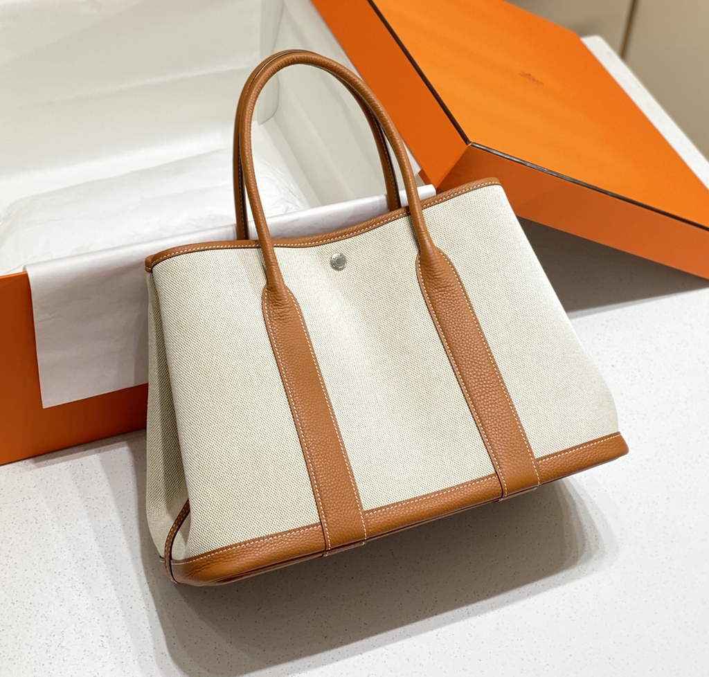 Hermes Garden Party 36 bag H066781 Canvas Togo leather Orange