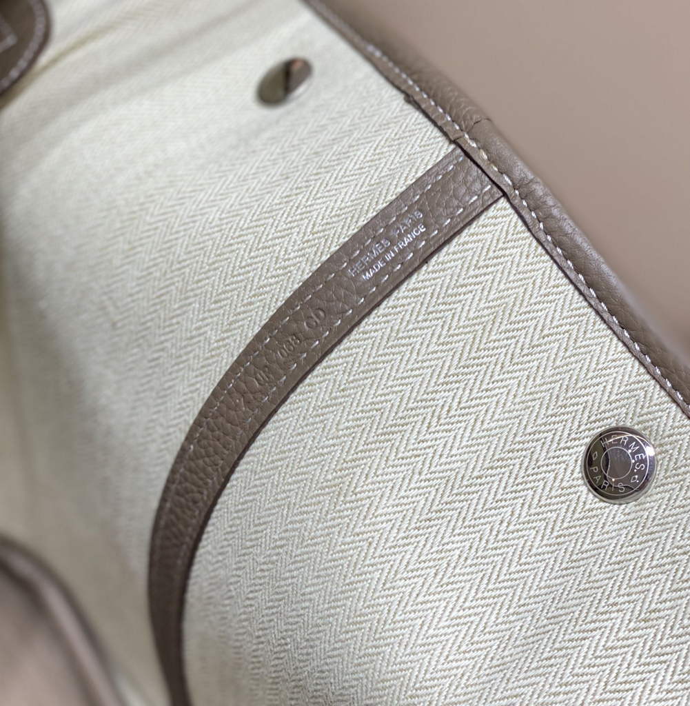 Hermes Garden Party 36 bag H066781 Canvas Togo leather Gray