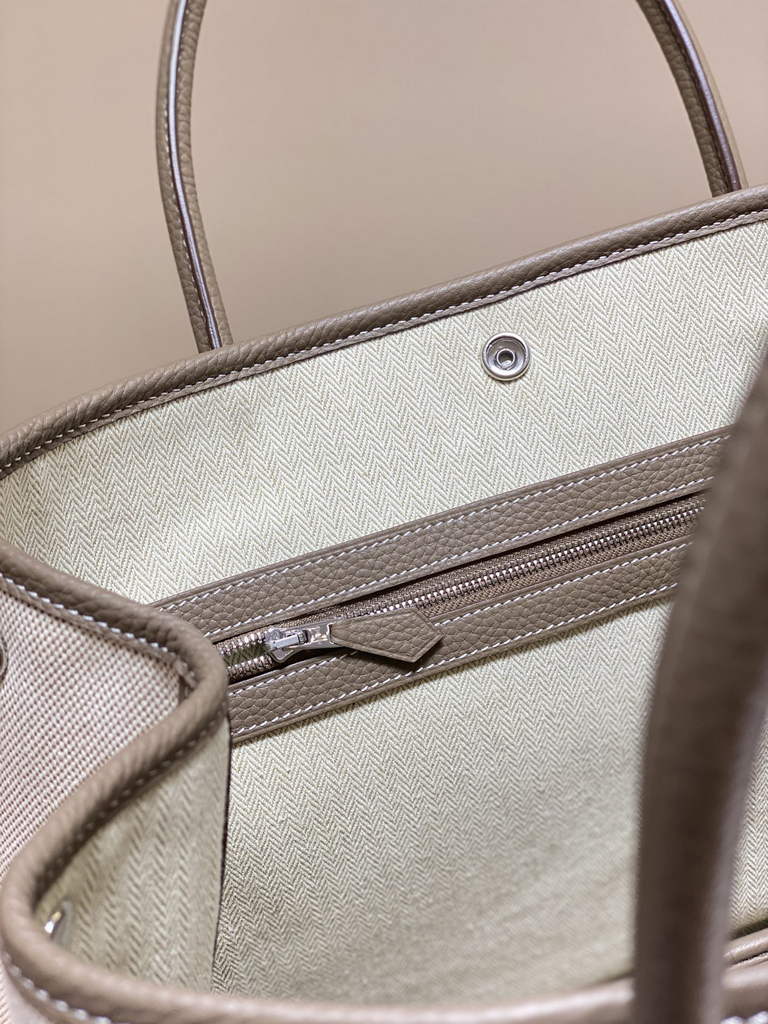 Hermes Garden Party 36 bag H066781 Canvas Togo leather Gray