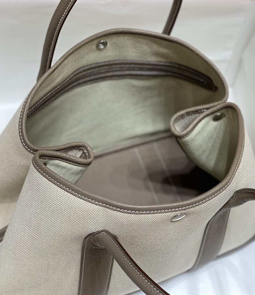 Hermes Garden Party 36 bag H066781 Canvas Togo leather Gray
