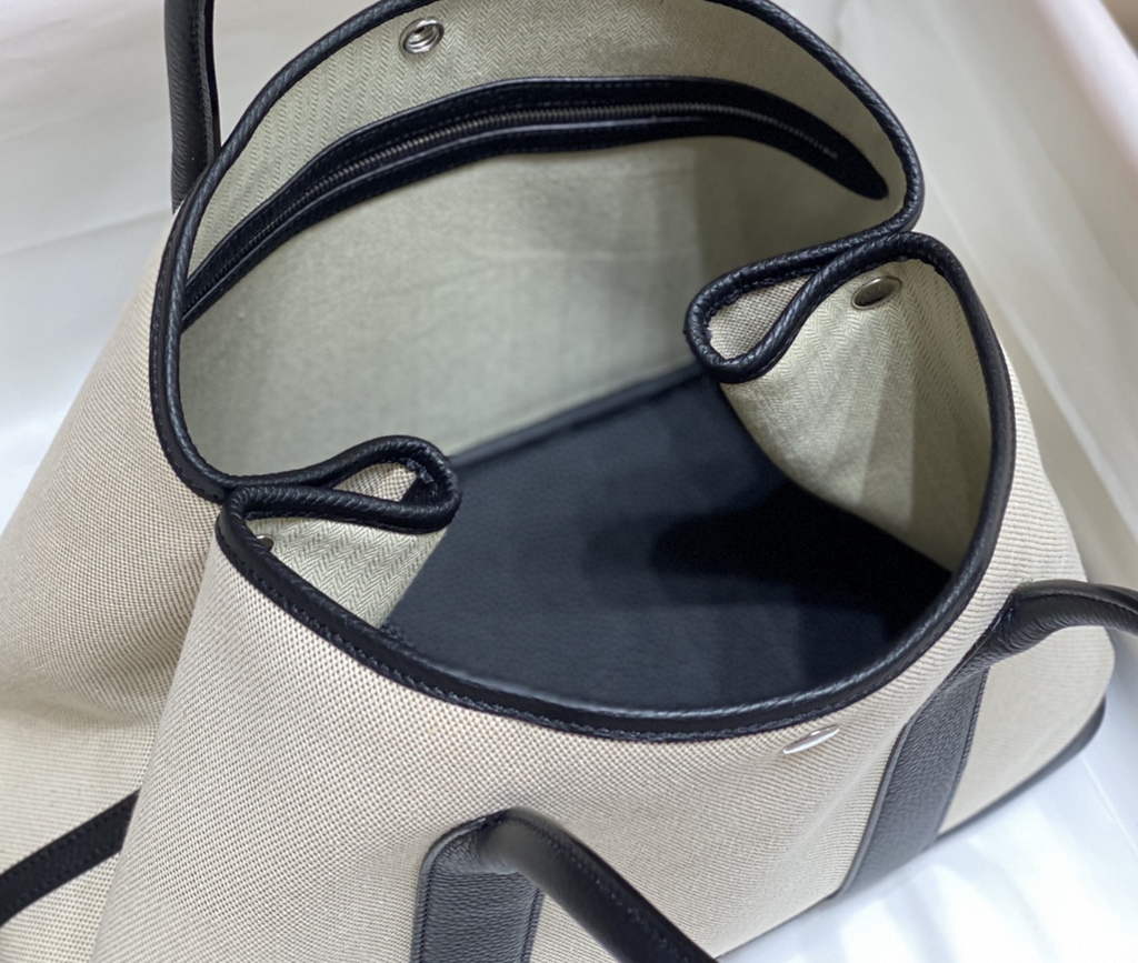 Hermes Garden Party 36 bag H066781 Canvas Togo leather Black