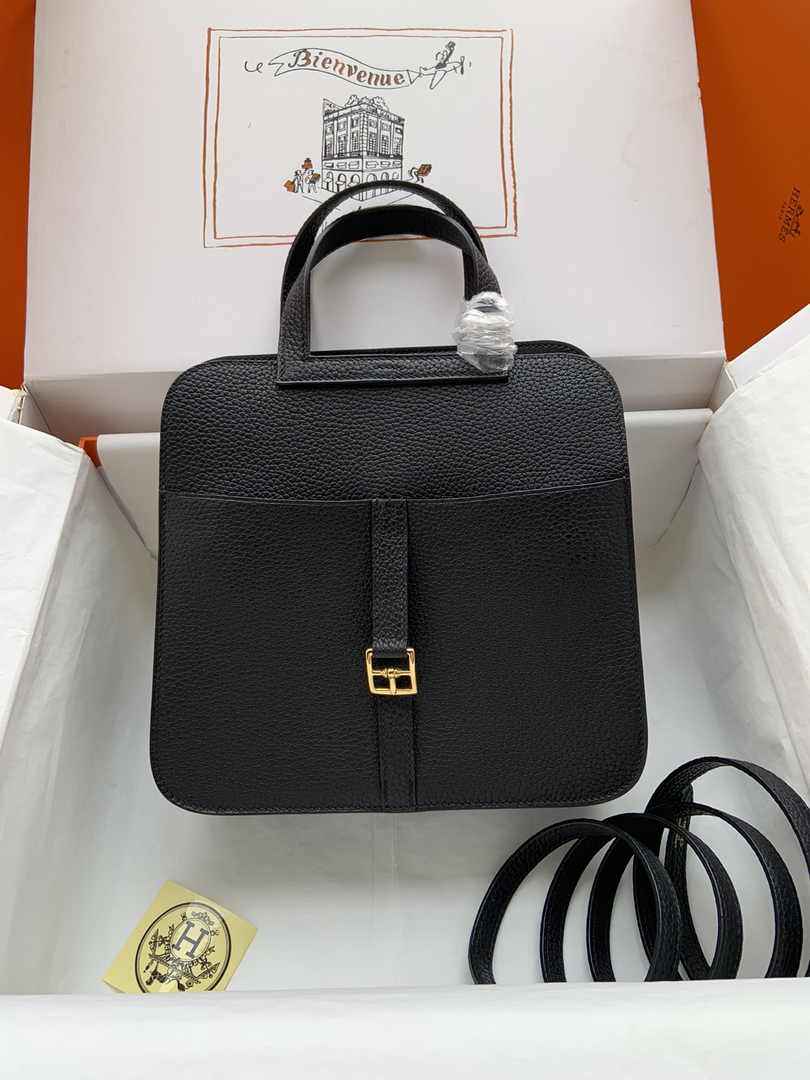 Hermes Halzan 25 Bag Black Togo Leather Gold H082160