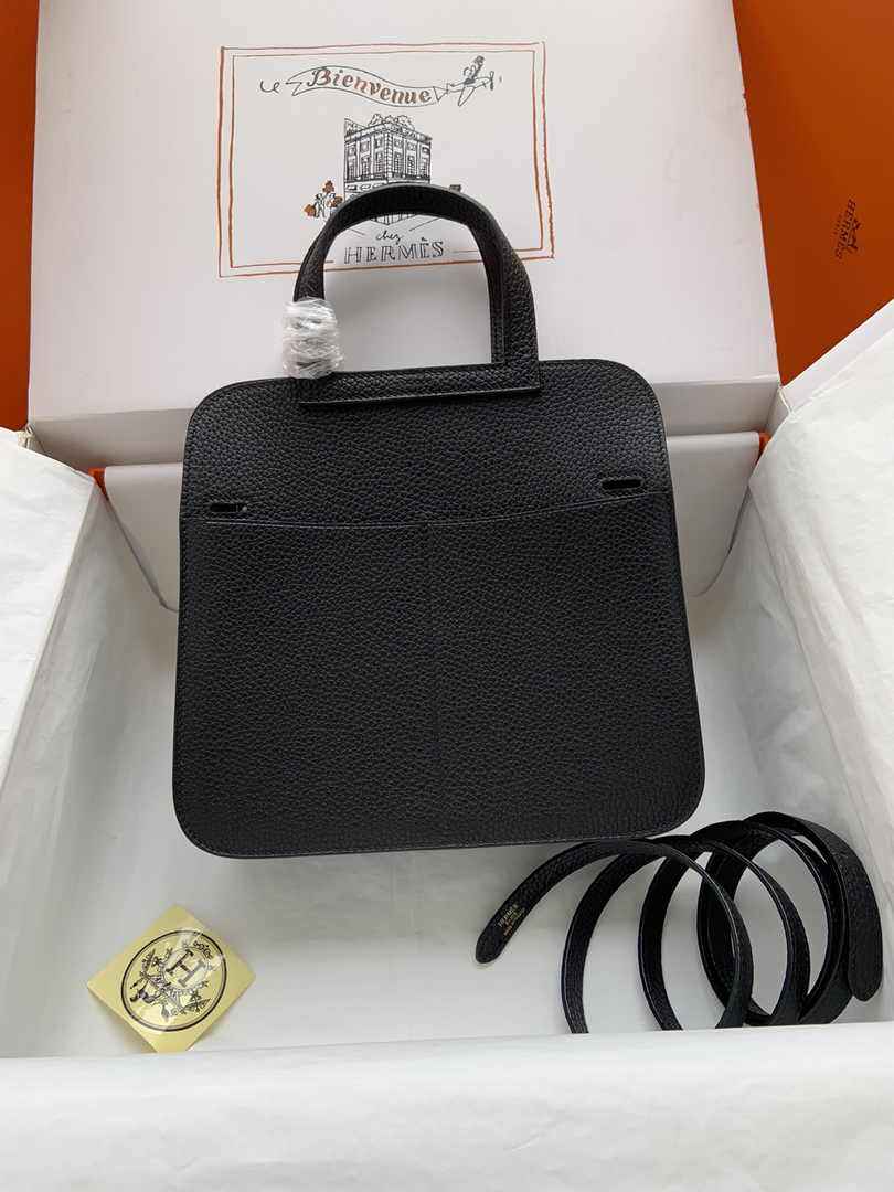 Hermes Halzan 25 Bag Black Togo Leather Gold H082160