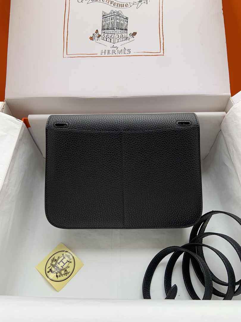 Hermes Halzan 25 Bag Black Togo Leather Gold H082160