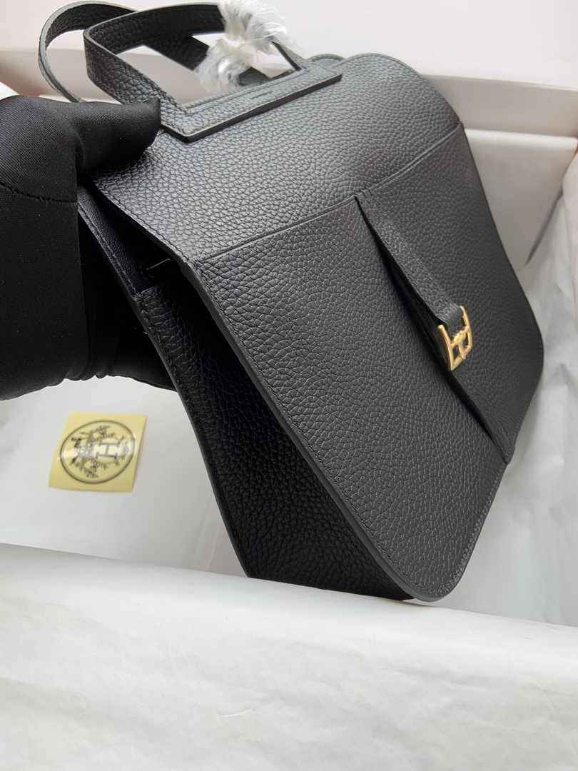 Hermes Halzan 25 Bag Black Togo Leather Gold H082160