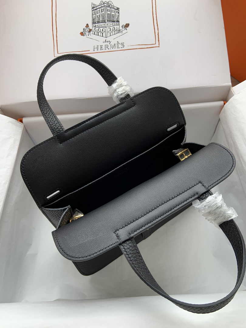 Hermes Halzan 25 Bag Black Togo Leather Gold H082160