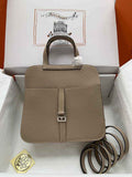 Hermes Halzan 25 Bag Khaki Togo Leather Silver H082171