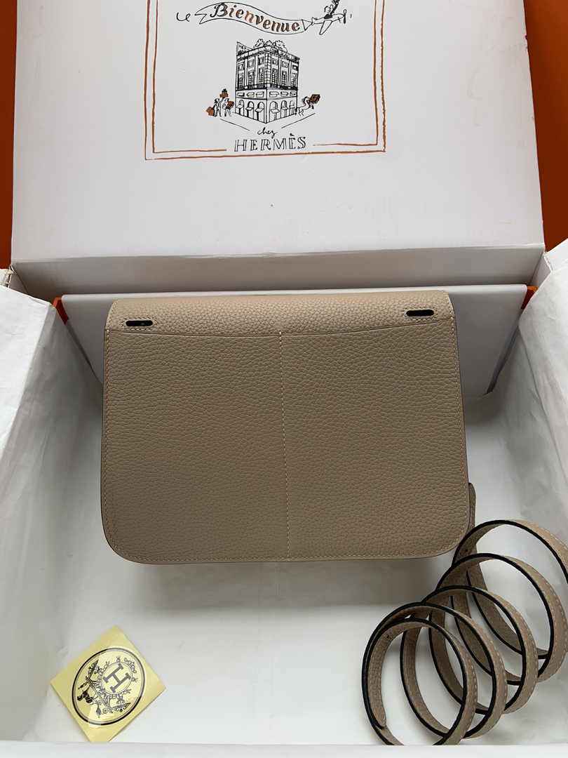Hermes Halzan 25 Bag Khaki Togo Leather Silver H082171