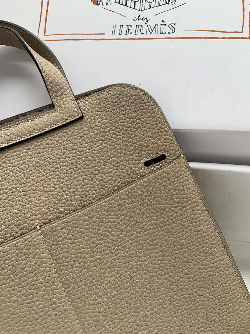 Hermes Halzan 25 Bag Khaki Togo Leather Silver H082171