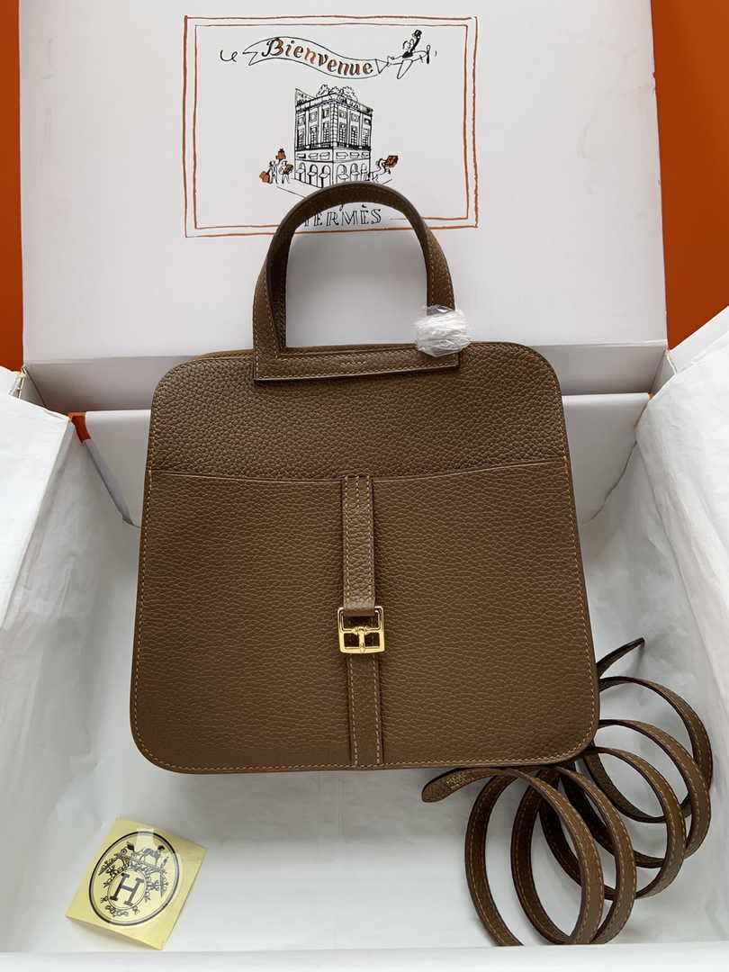 Hermes Halzan 25 Bag Tan Togo Leather Gold H082172