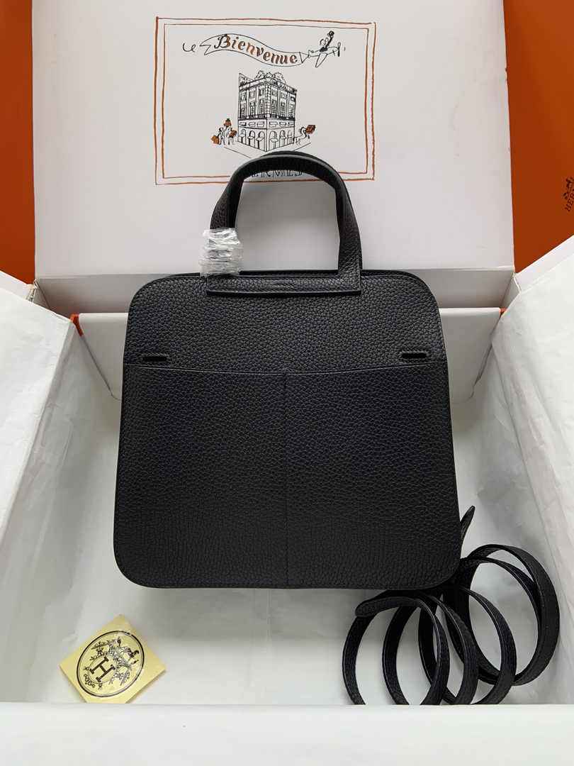 Hermes Halzan 25 Bag Black Togo Leather Silver H082161