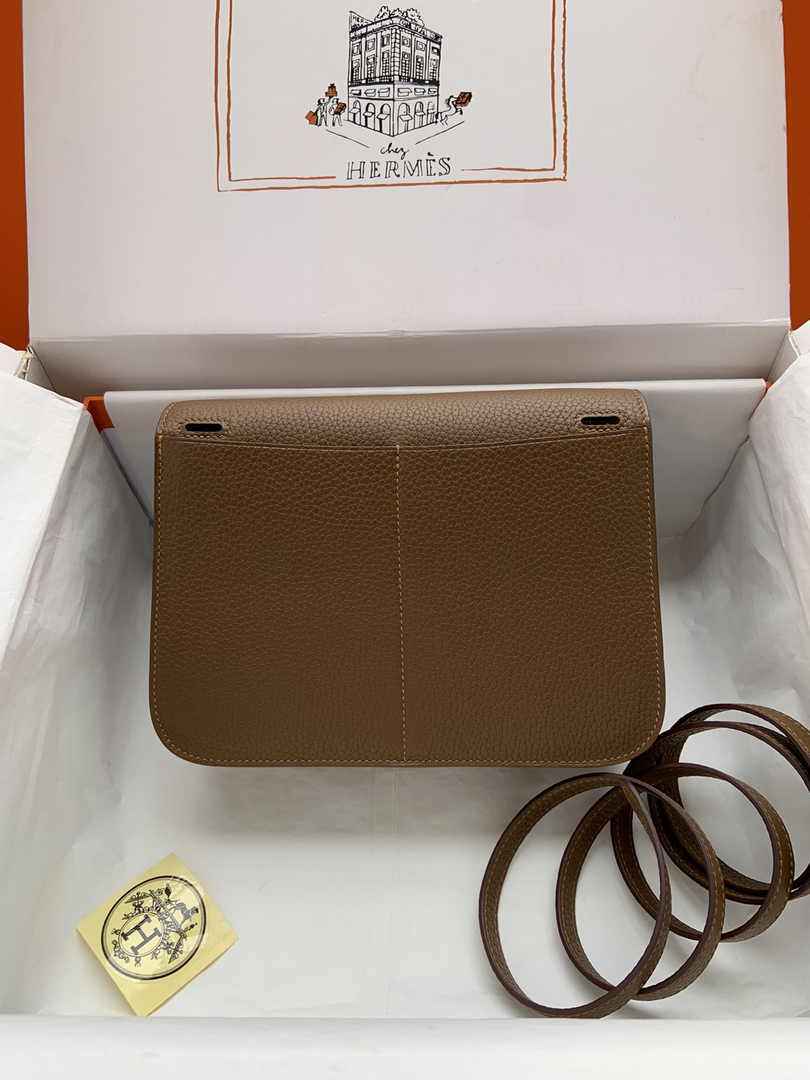 Hermes Halzan 25 Bag Tan Togo Leather Gold H082172