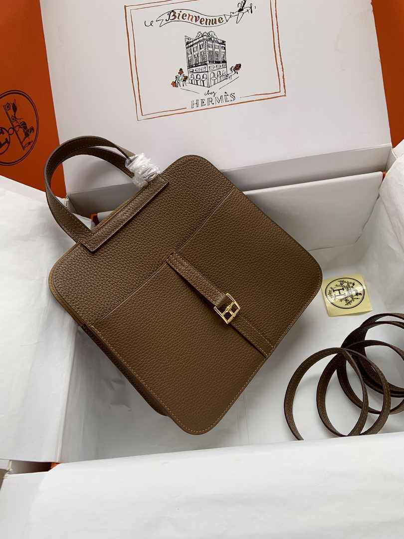 Hermes Halzan 25 Bag Tan Togo Leather Gold H082172