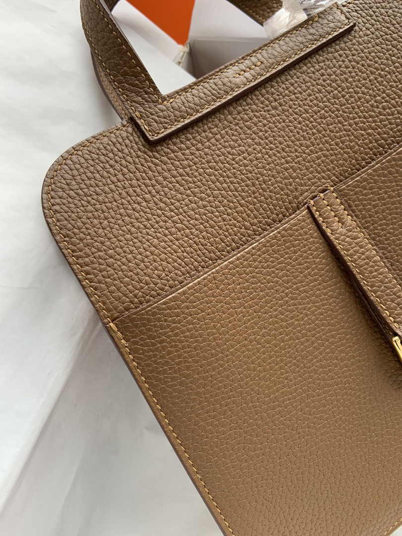 Hermes Halzan 25 Bag Tan Togo Leather Gold H082172
