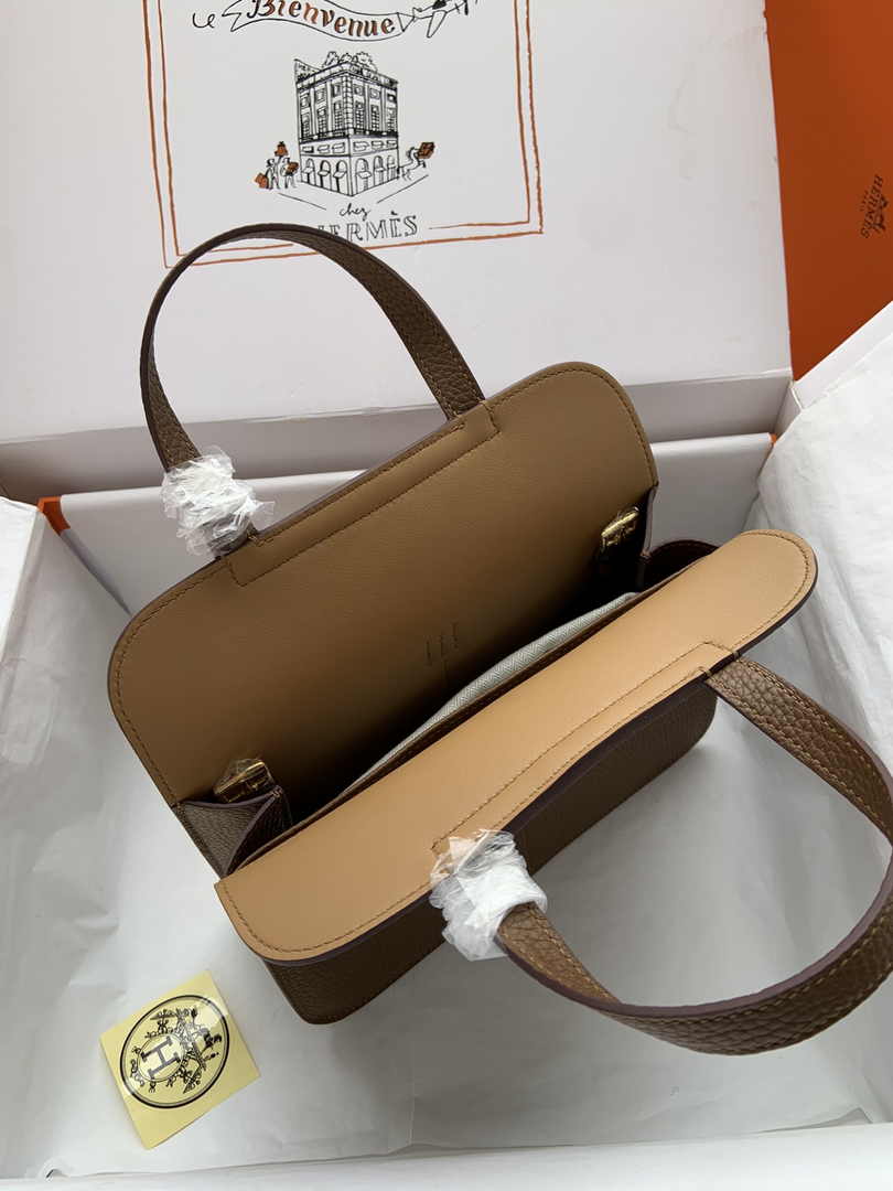 Hermes Halzan 25 Bag Tan Togo Leather Gold H082172