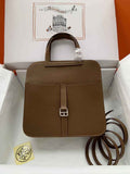 Hermes Halzan 25 Bag Tan Togo Leather Silver H082173