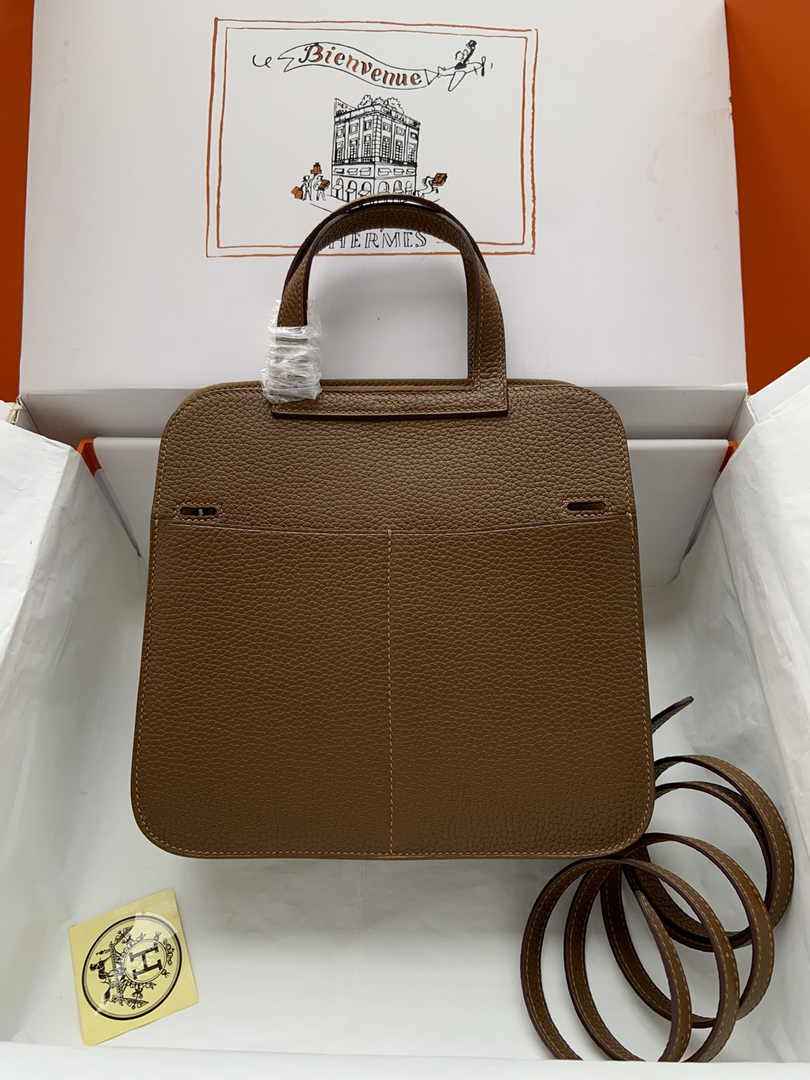 Hermes Halzan 25 Bag Tan Togo Leather Silver H082173