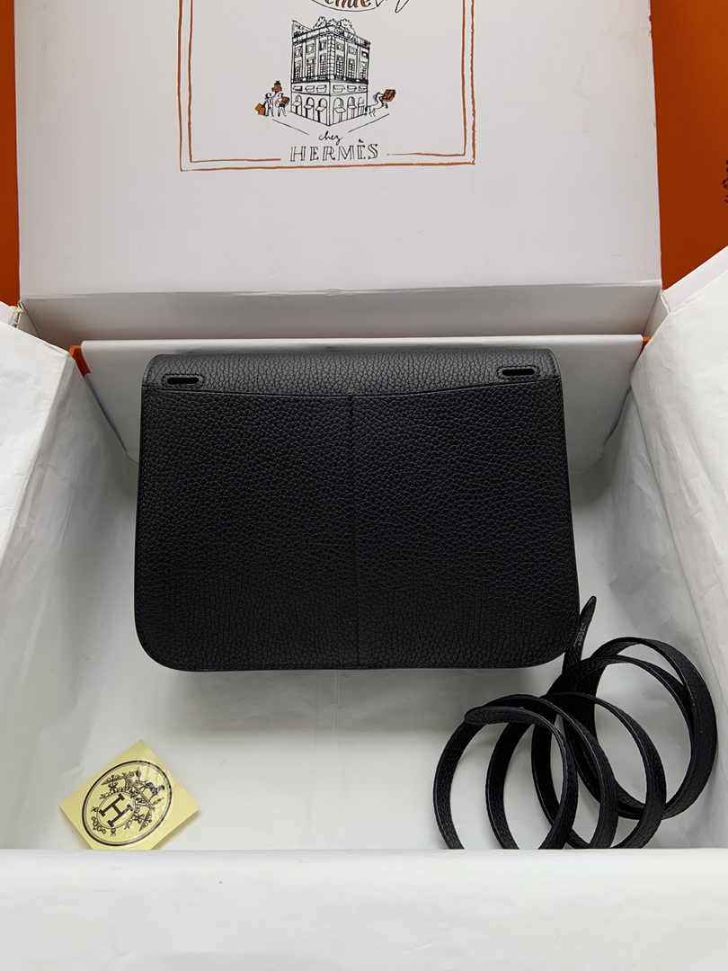 Hermes Halzan 25 Bag Black Togo Leather Silver H082161