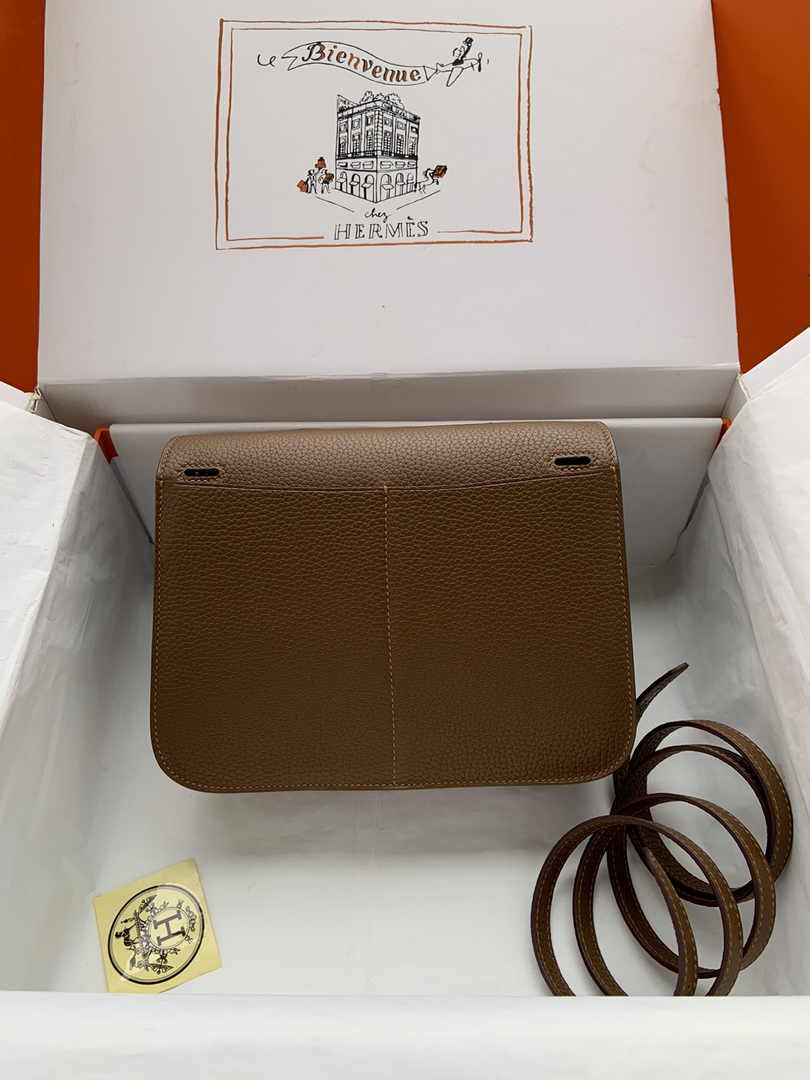 Hermes Halzan 25 Bag Tan Togo Leather Silver H082173