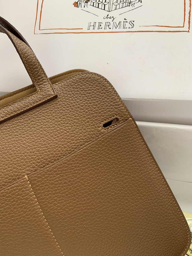 Hermes Halzan 25 Bag Tan Togo Leather Silver H082173