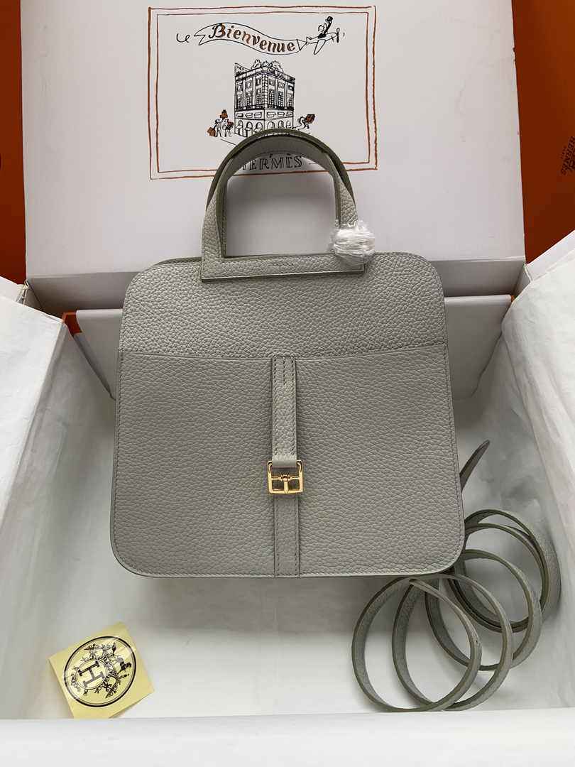 Hermes Halzan 25 Bag Gray Togo Leather Gold H082175