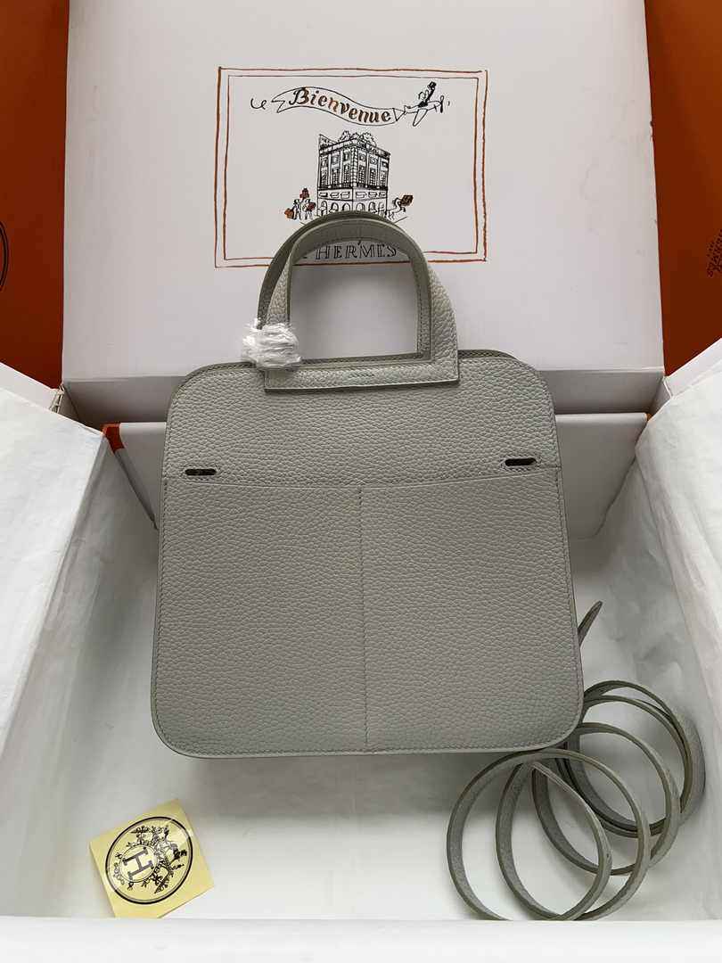 Hermes Halzan 25 Bag Gray Togo Leather Gold H082175