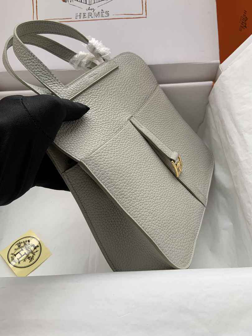 Hermes Halzan 25 Bag Gray Togo Leather Gold H082175
