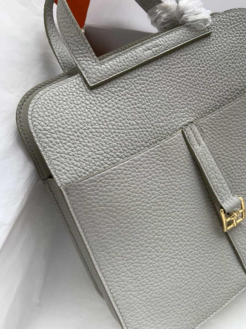 Hermes Halzan 25 Bag Gray Togo Leather Gold H082175