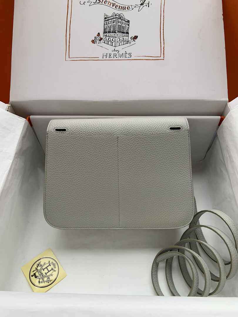 Hermes Halzan 25 Bag Gray Togo Leather Silver H082176