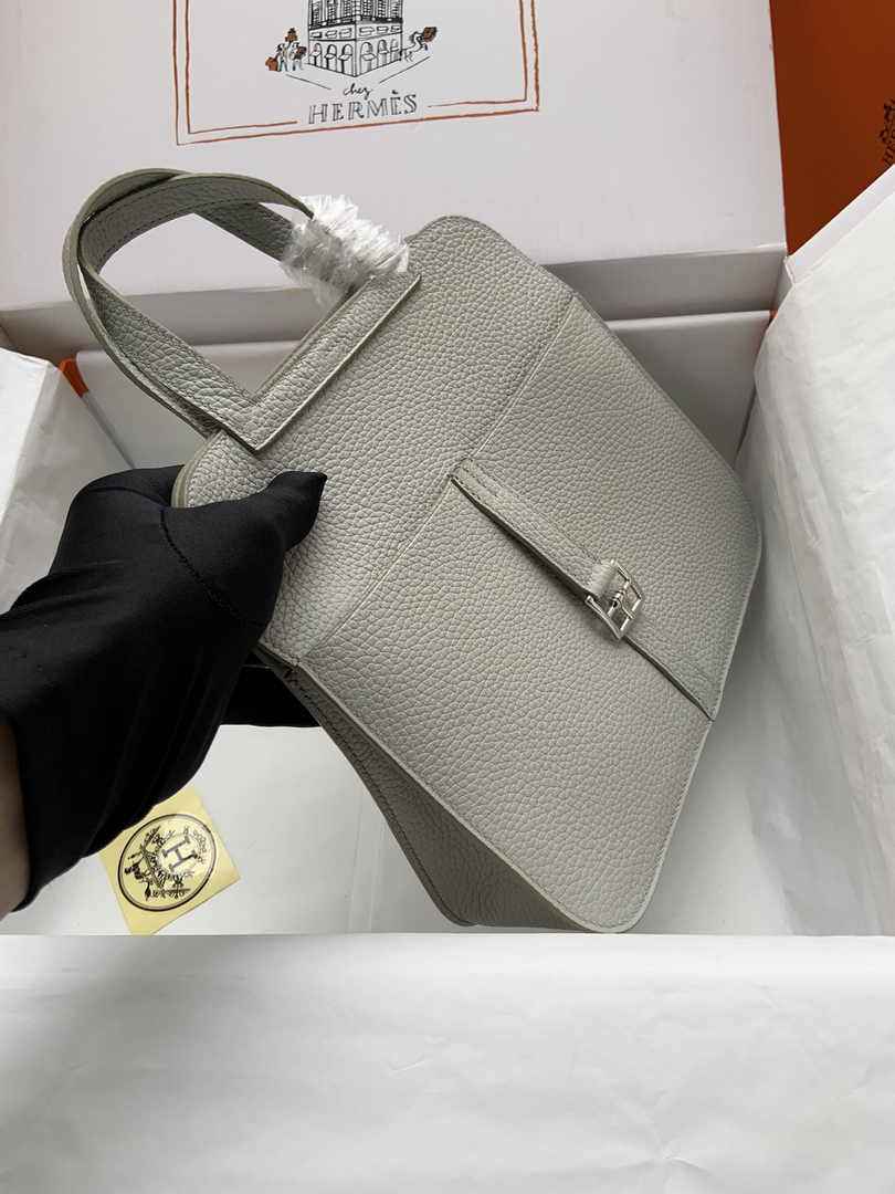 Hermes Halzan 25 Bag Gray Togo Leather Silver H082176