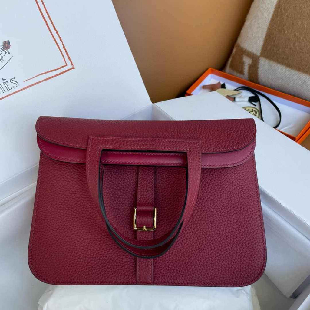 Hermes Halzan 25 Bag Purple Togo Leather Gold H082178