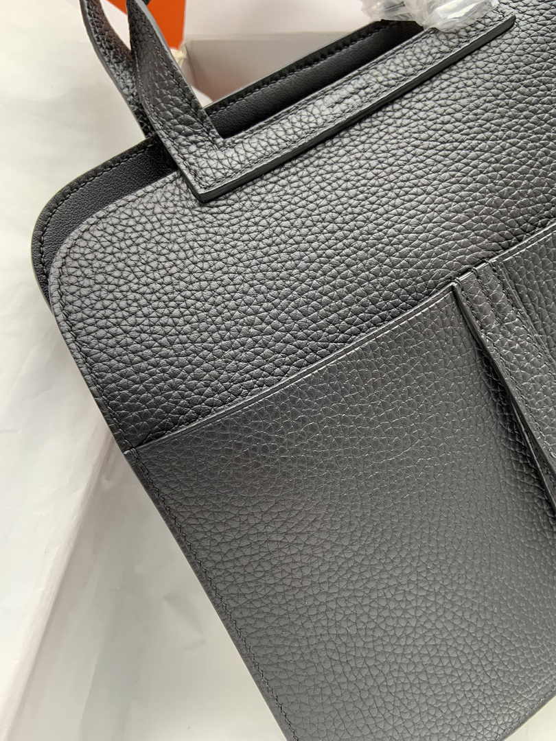 Hermes Halzan 25 Bag Black Togo Leather Silver H082161