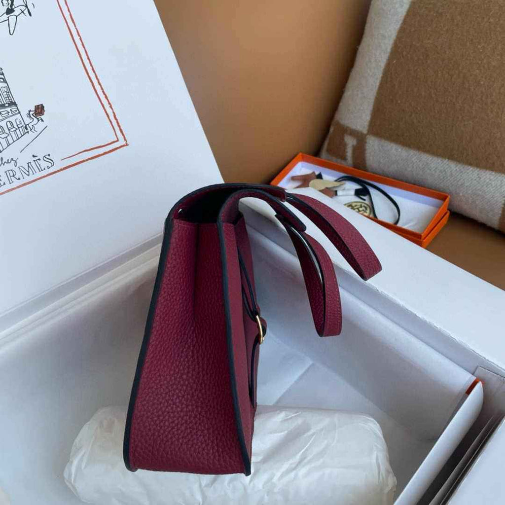 Hermes Halzan 25 Bag Purple Togo Leather Gold H082178