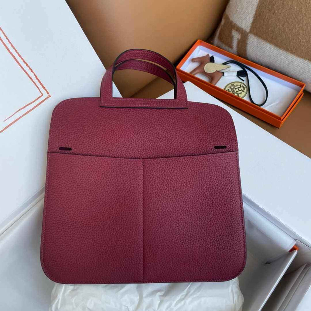 Hermes Halzan 25 Bag Purple Togo Leather Gold H082178