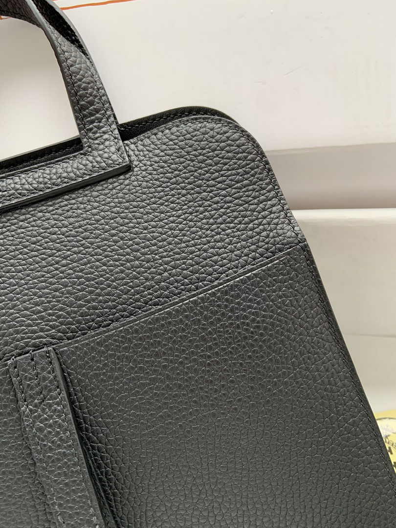 Hermes Halzan 25 Bag Black Togo Leather Silver H082161