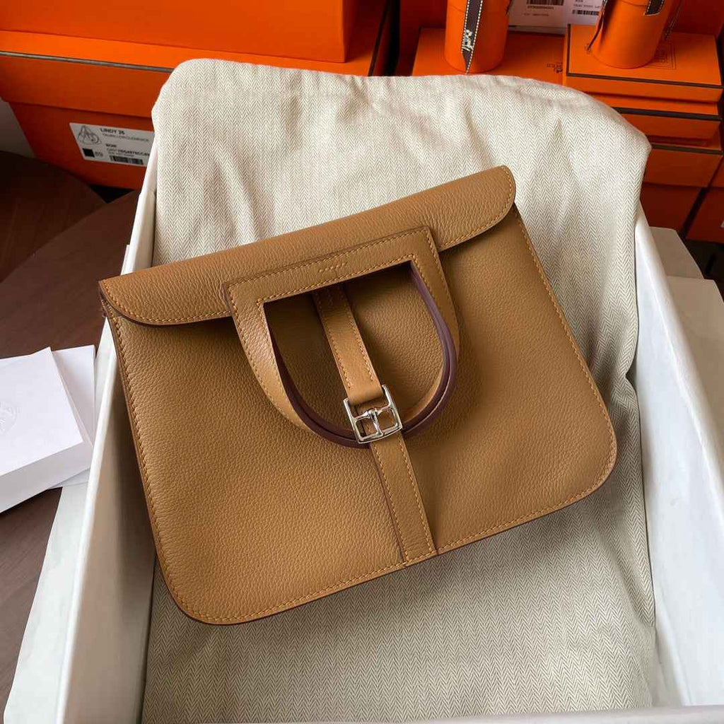 Hermes Halzan 25 Bag Togo Leather Gold H082182
