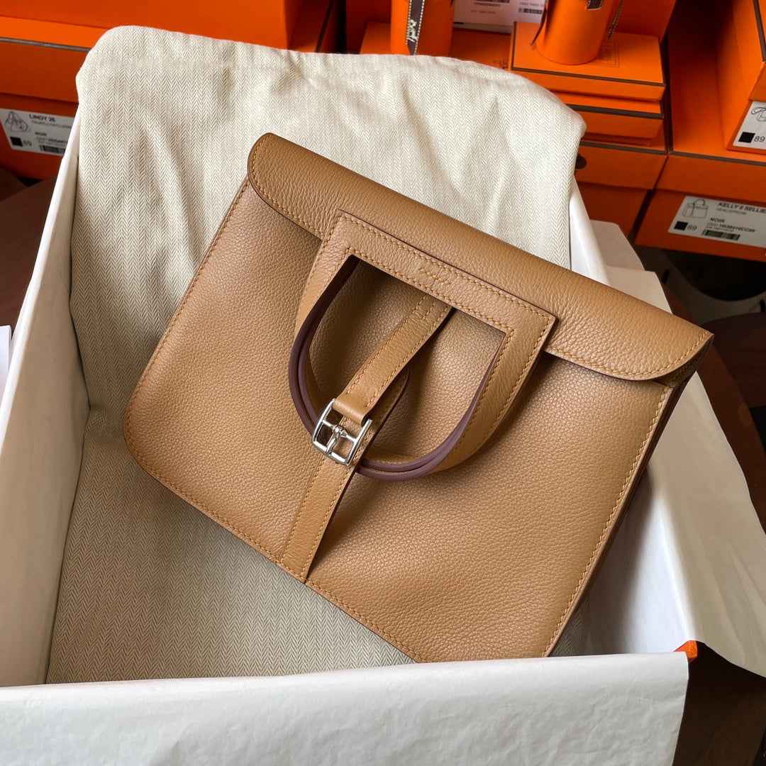 Hermes Halzan 25 Bag Togo Leather Gold H082182
