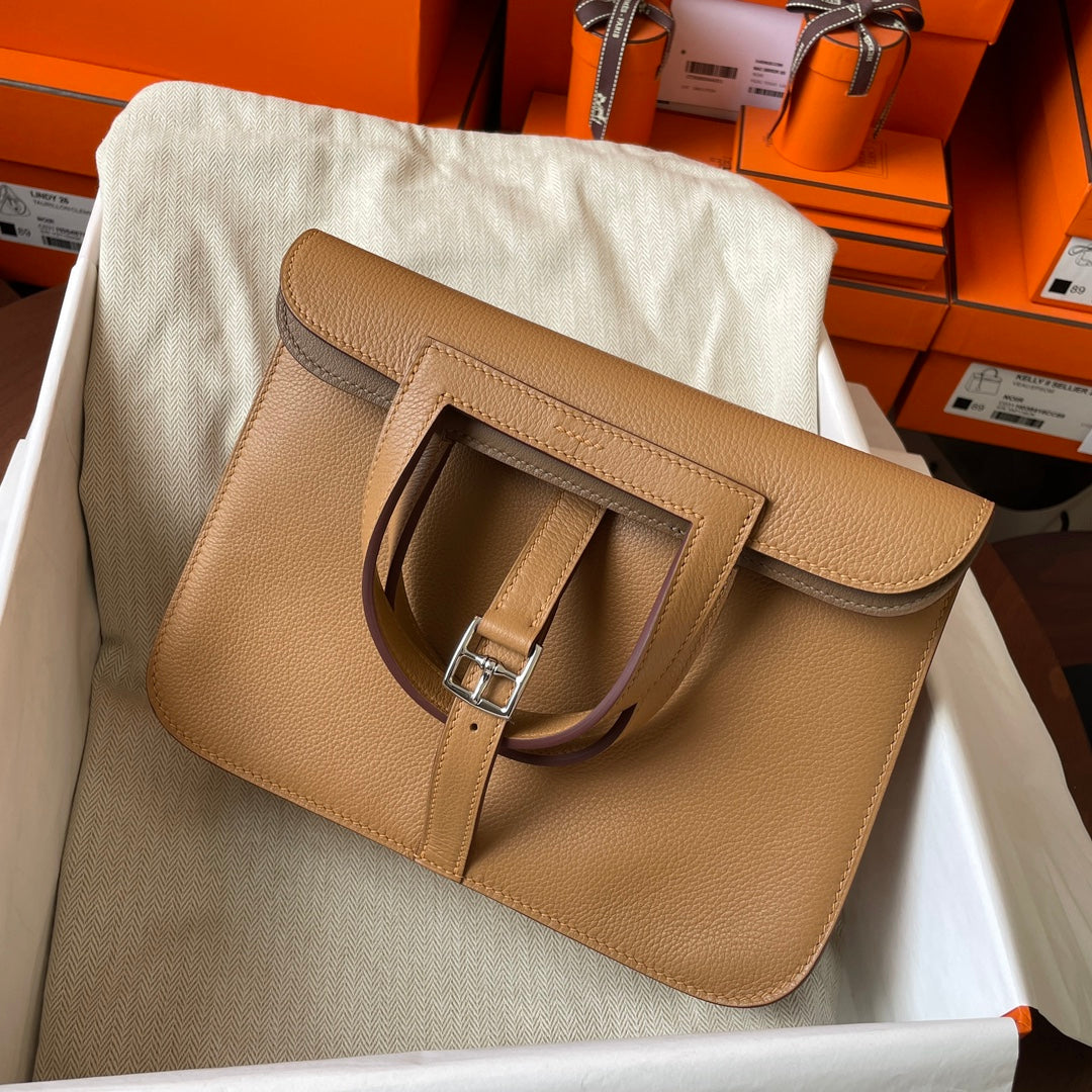 Hermes Halzan 25 Bag Togo Leather Gold H082182