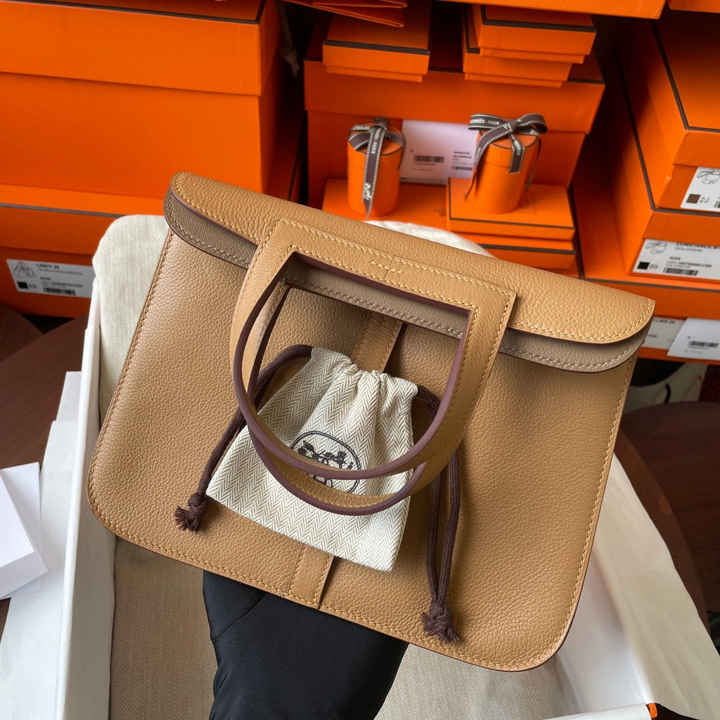 Hermes Halzan 25 Bag Togo Leather Gold H082182