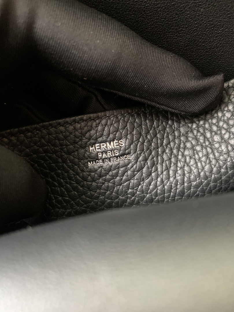 Hermes Halzan 25 Bag Black Togo Leather Silver H082161
